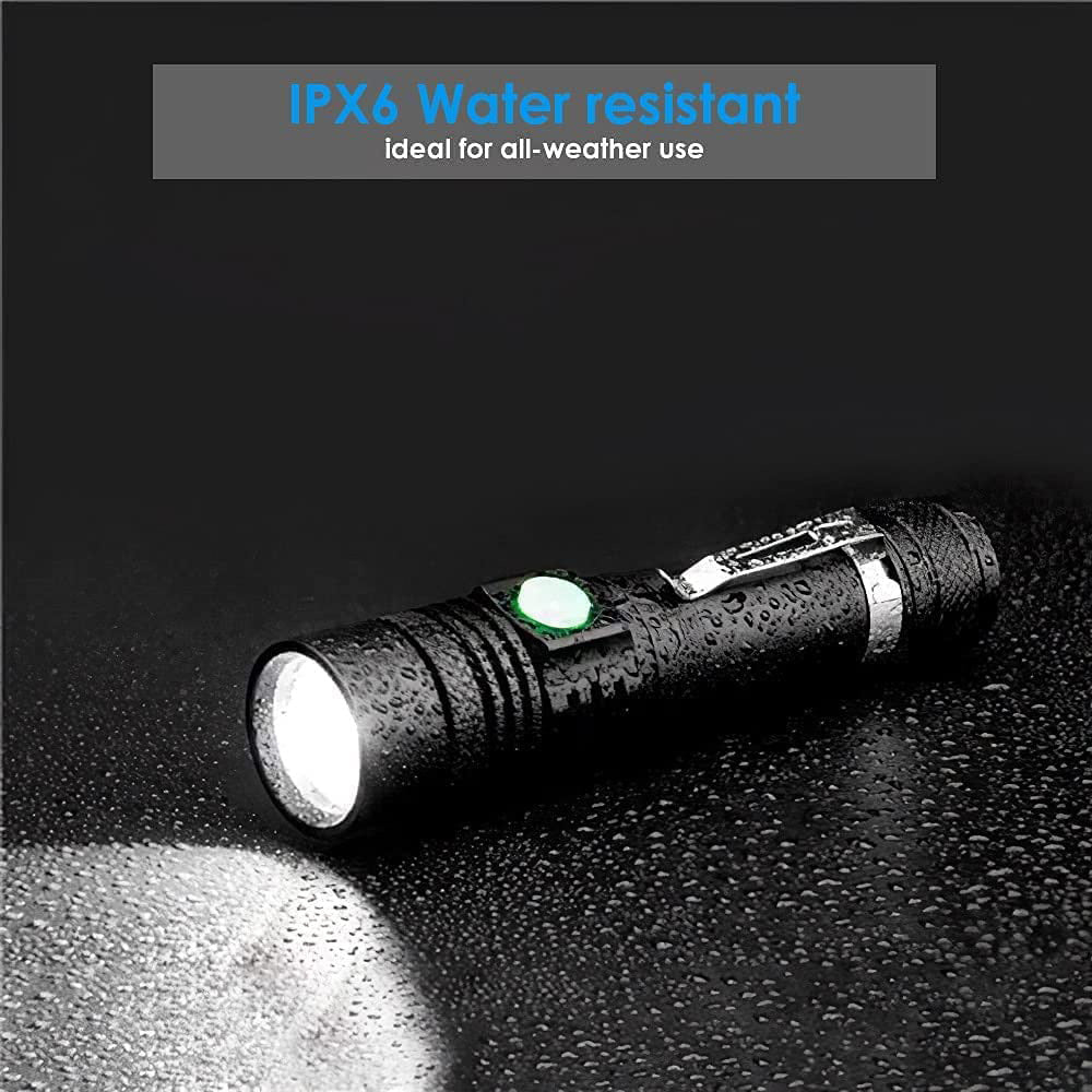 Ficklampa - Laddningsbar USB, Vattentät